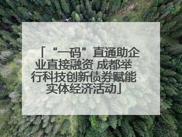“一码”直通助企业直接融资 成都举行科技创新债券赋能实体经济活动