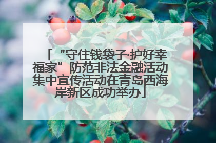 “守住钱袋子·护好幸福家”防范非法金融活动集中宣传活动在青岛西海岸新区成功举办
