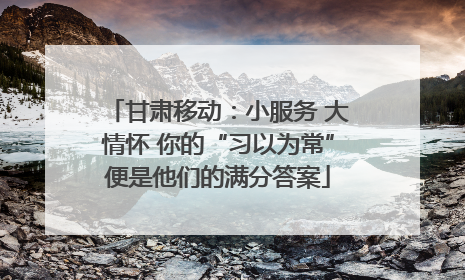 甘肃移动：小服务 大情怀 你的“习以为常”便是他们的满分答案