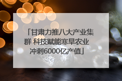 甘肃力推八大产业集群 科技赋能寒旱农业冲刺6000亿产值