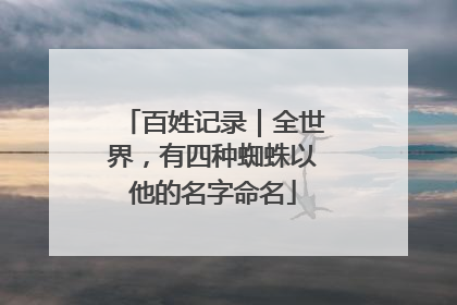 百姓记录｜全世界，有四种蜘蛛以他的名字命名