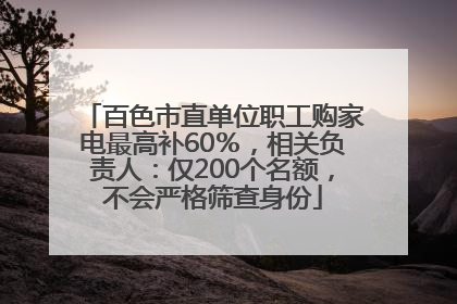 百色市直单位职工购家电最高补60％，相关负责人：仅200个名额，不会严格筛查身份