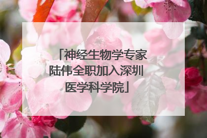 神经生物学专家陆伟全职加入深圳医学科学院