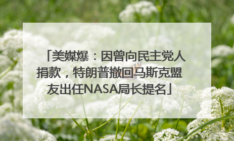 美媒爆：因曾向民主党人捐款，特朗普撤回马斯克盟友出任NASA局长提名