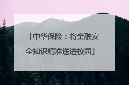 中华保险：将金融安全知识精准送进校园