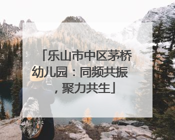 乐山市中区茅桥幼儿园：同频共振，聚力共生