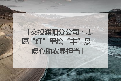 交投濮阳分公司：志愿“红”里绘“丰”景 暖心助农显担当