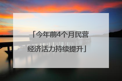 今年前4个月民营经济活力持续提升