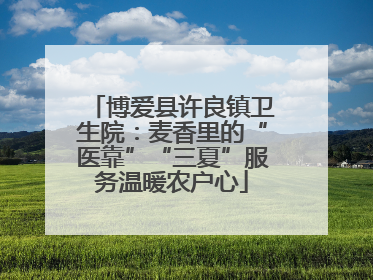 博爱县许良镇卫生院：麦香里的“医靠”“三夏”服务温暖农户心