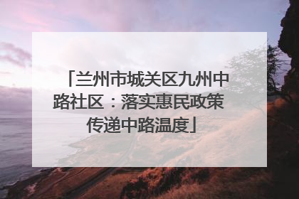 兰州市城关区九州中路社区：落实惠民政策 传递中路温度