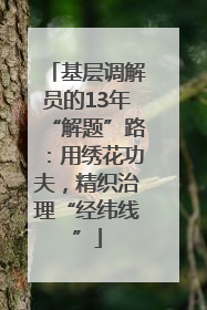 基层调解员的13年“解题”路：用绣花功夫，精织治理“经纬线”
