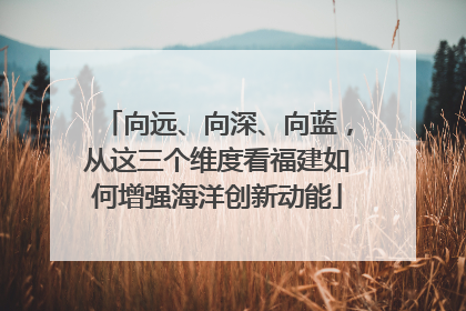 向远、向深、向蓝，从这三个维度看福建如何增强海洋创新动能