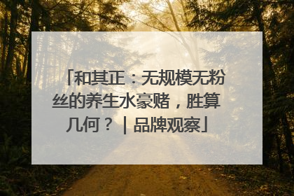和其正：无规模无粉丝的养生水豪赌，胜算几何？｜品牌观察
