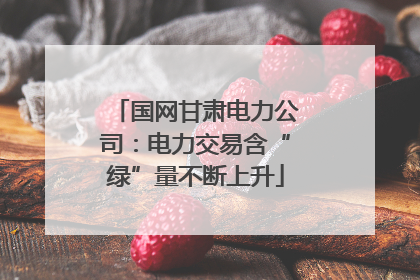 国网甘肃电力公司：电力交易含“绿”量不断上升