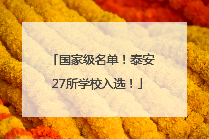 国家级名单！泰安27所学校入选！