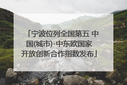 宁波位列全国第五 中国(城市)-中东欧国家开放创新合作指数发布