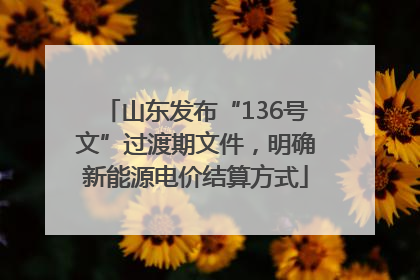 山东发布“136号文”过渡期文件，明确新能源电价结算方式