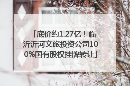 底价约1.27亿！临沂沂河文旅投资公司100%国有股权挂牌转让