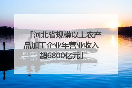 河北省规模以上农产品加工企业年营业收入超6800亿元