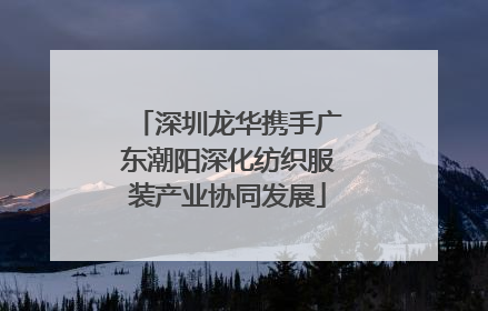 深圳龙华携手广东潮阳深化纺织服装产业协同发展