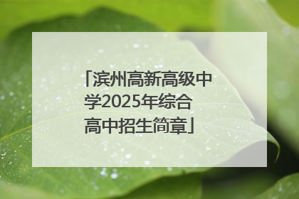 滨州高新高级中学2025年综合高中招生简章