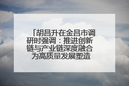 胡昌升在金昌市调研时强调：推进创新链与产业链深度融合 为高质量发展塑造新动能新优势