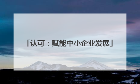 认可：赋能中小企业发展