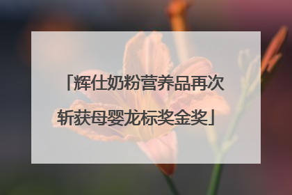 辉仕奶粉营养品再次斩获母婴龙标奖金奖