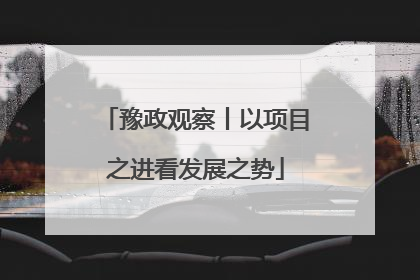豫政观察丨以项目之进看发展之势