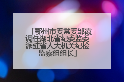 鄂州市委常委邹霞调任湖北省纪委监委派驻省人大机关纪检监察组组长