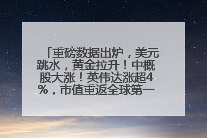重磅数据出炉，美元跳水，黄金拉升！中概股大涨！英伟达涨超4%，市值重返全球第一！黄仁勋计划出售至多600万股股票