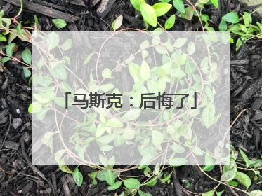 马斯克：后悔了