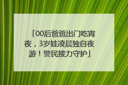 00后爸爸出门吃宵夜，3岁娃凌晨独自夜游！警民接力守护
