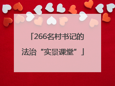 266名村书记的法治“实景课堂”